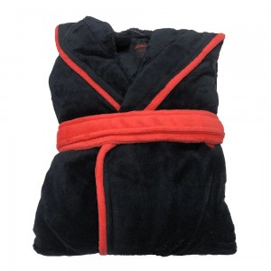 Roupão de banho de lã preto vermelho pelúcia xale roupa de dormir roupa de dormir