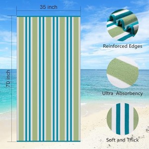 Høj kvalitet og tykt bomulds strandhåndklæde Swimming Pool Håndklæde Hurtigtørrende