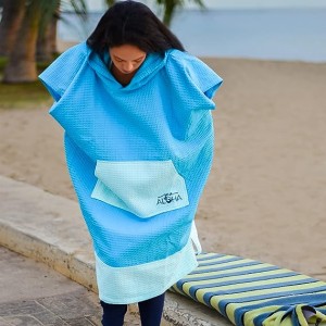 Handtuch-Poncho-Strandtuch aus 100 % Baumwolle zum Surfen und Bootfahren
