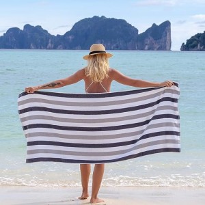 Gedhe Soft Ringspun Cotton Striped Towel kanggo Pool Bath Hotel lan Resort