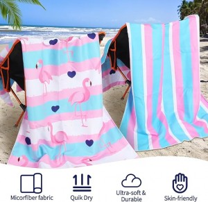 Превелики лагани пешкир за плажу од микровлакана за одрасле жене и мушкарце