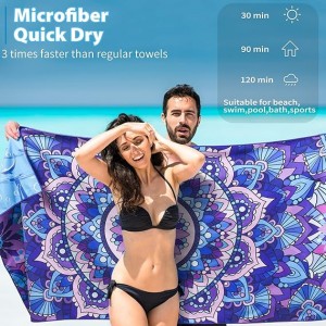Microfiber Sand Free Beach Towel-Sobra nga Dako nga Absorbent Towel