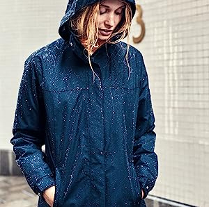 Long Length Packable Hood Rain Coat Jacket For Womens Waterproof Windproof Breathable