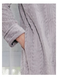 Naisten kylpytakki vetoketjullinen fleece-takki pitkä, lämmin istuva