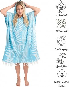 100% памучна крпа со качулка за возрасни за сурфање на плажа базен