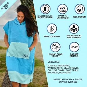 100% Cotton Towel Poncho Beach Towel Ji bo Surf û Boat