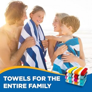 Launuka Classic Multi-Color Stripe Beach & Pool Towel Babban Tawul ɗin auduga