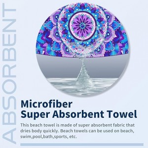 Microfiber Sand Free Beach Towel-ຜ້າເຊັດຕົວດູດນໍ້າຂະໜາດໃຫຍ່