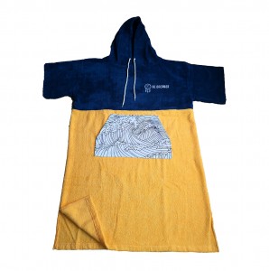 החלפת מגבת פונצ'ו כותנה משולבת רכה יבשה מהירה בצבעי גלישה מודפסים חוף פונצ'ו מגבת