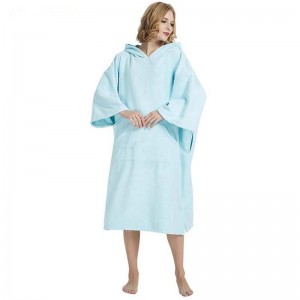 Toweling Poncho Robe Cotton ຫຼື Microfiber Fabric ສໍາລັບການປ່ຽນຫາດຊາຍ