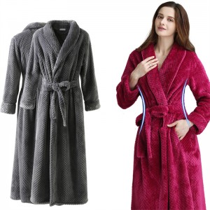 Womens Robe Soft Plush Warm Flannel Spa Long Bathrobe para sa Pambabaeng Pantulog Winter