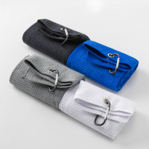 Ręcznik golfowy Tri-Fold wzór waflowy z mikrofibry do toreb golfowych z klipsem