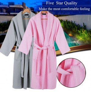 Hotel bathrobe cotton waffle embroidery LOGO para sa spa club bath beauty wholesale