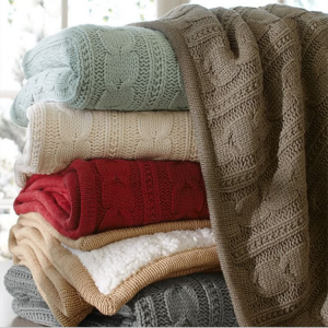 Nordic ຜ້າຫົ່ມ sofa ງ່າຍດາຍປົກຫຸ້ມ knitting leisure knitted sherpa blanket