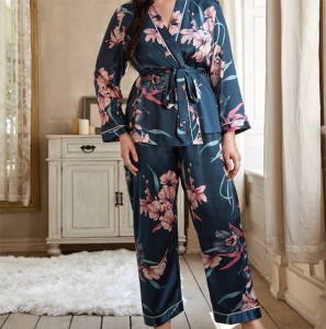 Женский пижамный комплект больших размеров, 4 шт., атласная гладкая мягкая ткань с низким объемом заказа