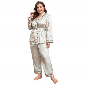 dámska pyžamová súprava nadmernej veľkosti 4x nízka moq saténová hladká mäkká tkanina
