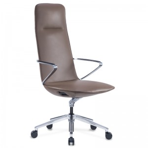 Cadeira de escritório flexível de couro marrom