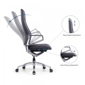 Goodtone Hid-Back Office Task Chair PU Leather Executive Chair Modern Adjustable Comfortable Work Chair 360 Degree Swivel with Fix Arms (Black)