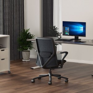 Moderna dizaina melna auduma Ergonomisks rotējošs mājas datora galda biroja krēsls