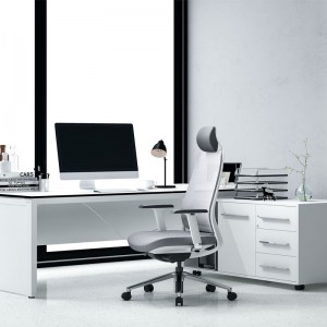 Извршна канцеларијска столица од полираног алуминијума са високим наслоном, клизна седишта