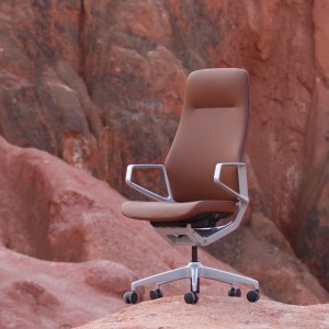 ប្រណិតនាយកប្រតិបត្តិខ្ពស់ Back Tan Leather Ergonomic Office Chair