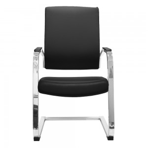 Crna uredska stolica za sastanke od prave kože