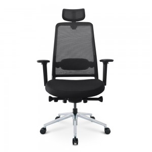 Swarte mesh ferstelbere ergonomyske kantoarstoel
