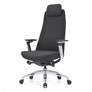 Black Fabric biroja krēsls ar iebūvētu regulējamu galvas balstu