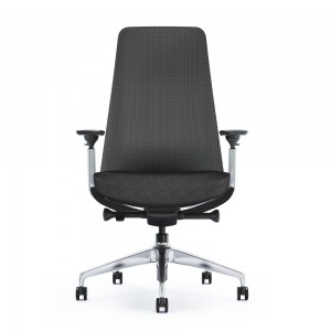Augstas kvalitātes biroja krēsls ar alumīnija pamatni muguras vidū