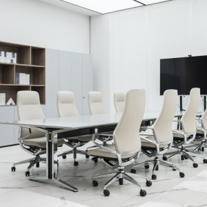 White Leather Meeting Room Conference Room Office Chiar