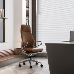Ergonomska uredska stolica s punim kožnim naslonom za menadžere s mehanizmom za naginjanje