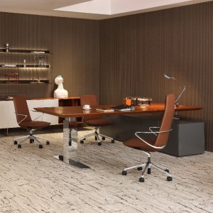 Usnjen pisarniški stol Goodtone, ergonomski vrtljivi rjavi stol z visokim naslonom Fix aluminijaste roke z nastavljivo višino delovni stoli