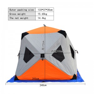 Tahan air Pop-up Portable Ice Shelter Tent Insulated Ice Shelter Fishing Tent dengan Carrier Bag