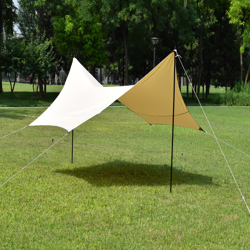 Водоотпорна засолниште за шатор за дождливи мушички Основна опрема за преживување Настрешница за сонце Шестоаголна сенка за кампување за пешачење Избрана слика