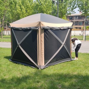 Tenda Glamping Luar Pop-Up Portabel Hub 6 Sisi Layar Awét Ténda Camping Mancing Gazebo