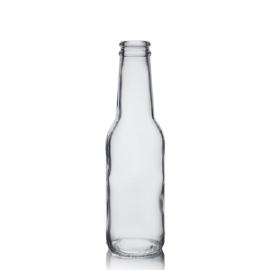 क्राउन कैप के साथ 200 मिली क्लियर ग्लास जूस मिक्सर बोतल (थोक)