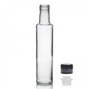 100 ml Dorica alyvuogių aliejaus buteliukas su plastikiniu/aliuminio dangteliu su piltuvo įdėklu
