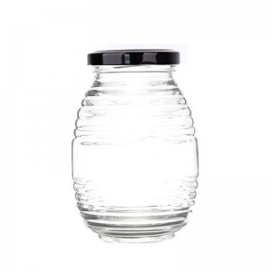 450 ml Quennline 15 oz ovalni stekleni kozarec za med z vrtljivim pokrovom