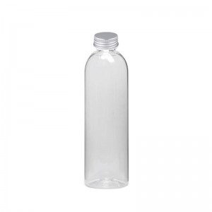 250 ml skaidrus PET ovalus butelis ir 24 mm aliuminio dangtelis