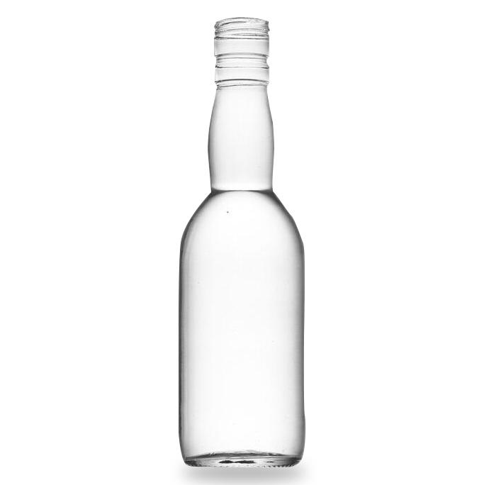 350 ml skaidraus spiritinio stiklo butelis su aliuminio dangteliu 350 ml