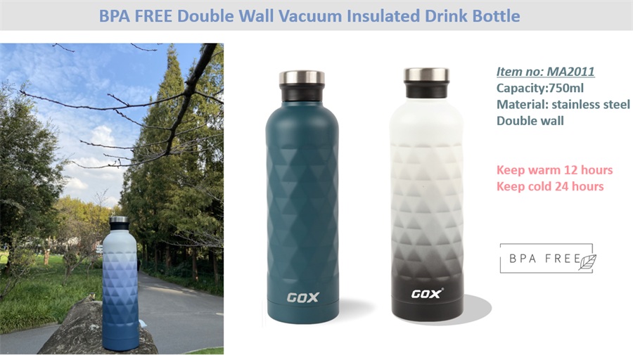 Ketibaan Baharu-Botol Minuman Bertebat Vakum Dinding Berkembar Bebas BPA Moden yang Mudah