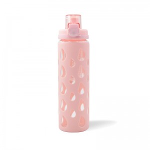 GOX China OEM Fruit Infuser Glass Water Bottle with Silicon Cover