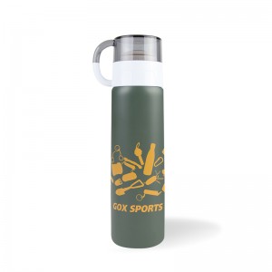 GOX China OEM Dual-wall Insulated Stainless Steel Water Bottle na May Plastic Cup