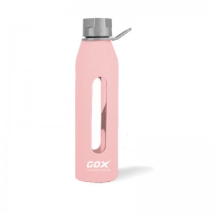 Botella de auga de cristal GOX con funda de silicona