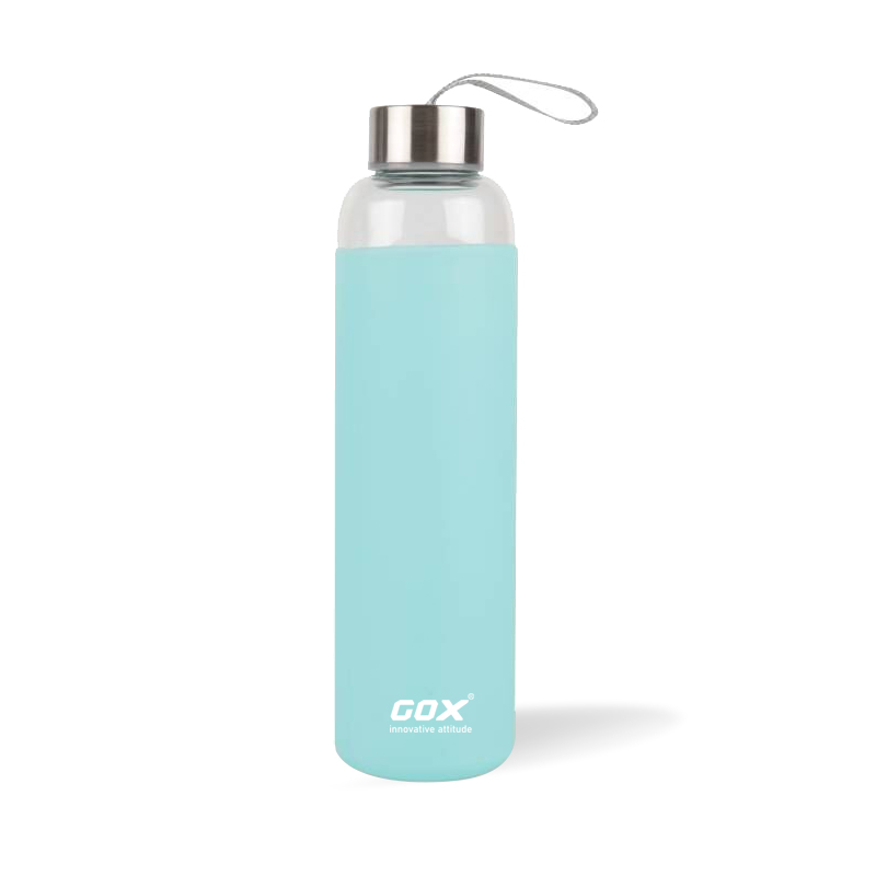 GOX China OEM Stainless Steel Lid Glass Bottle Water with Silicone cover