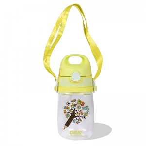 GOX China OEM vaikų vandens butelis su šiaudiniu dangteliu ir nešiojimo dirželiu