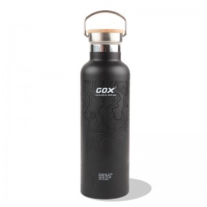 GOX Dual-wall Insulated Stainless Steel Water Bottle nga adunay Taklob nga Kawayan