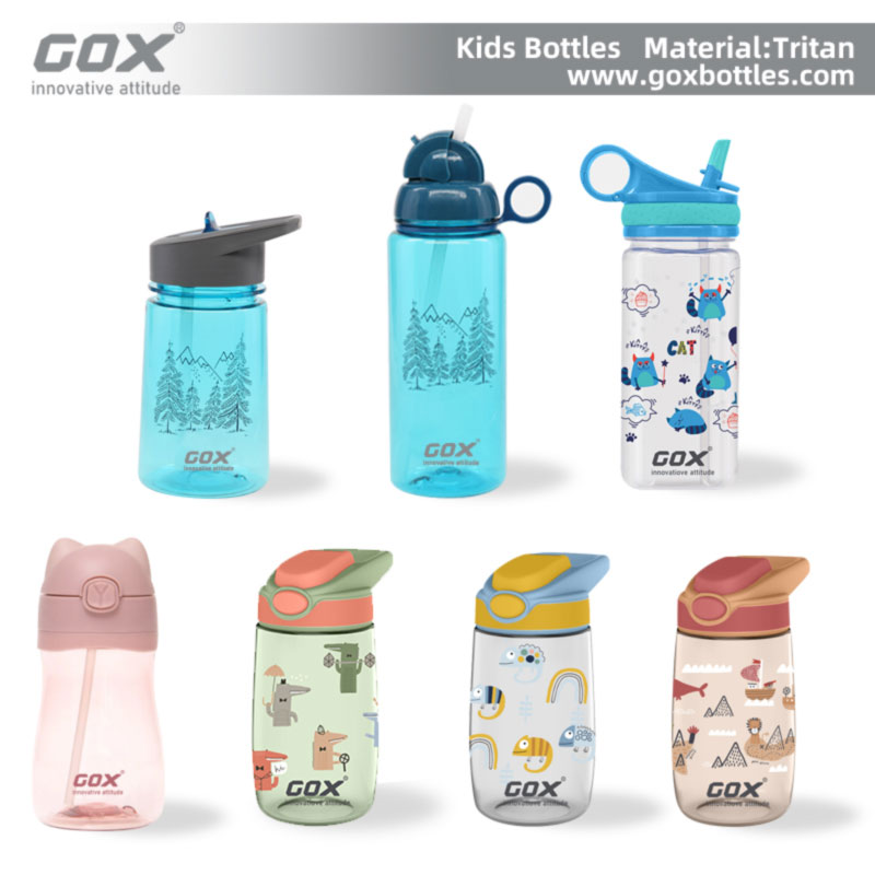 GOX Tritan કિડ્સ બોટલ્સ, બાળકો માટે સેફ્ટી બોટલ્સ.