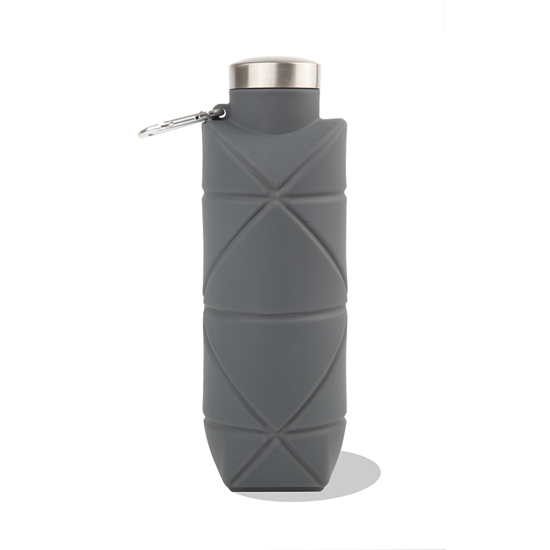 Garrafa de água de silicone dobrável GOX OEM Sports sem BPA com mosquetão