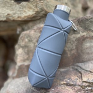 Ampolla d'aigua de silicona plegable esportiva GOX OEM sense BPA amb mosquetó